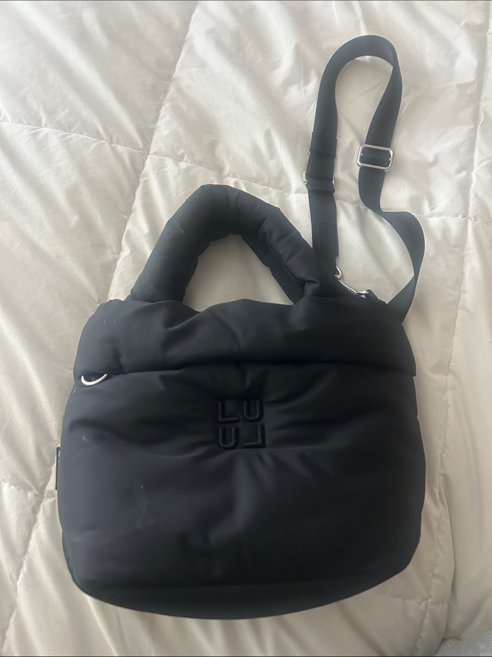 lululemon athletica Black Padded Quilted Crossbody Bag